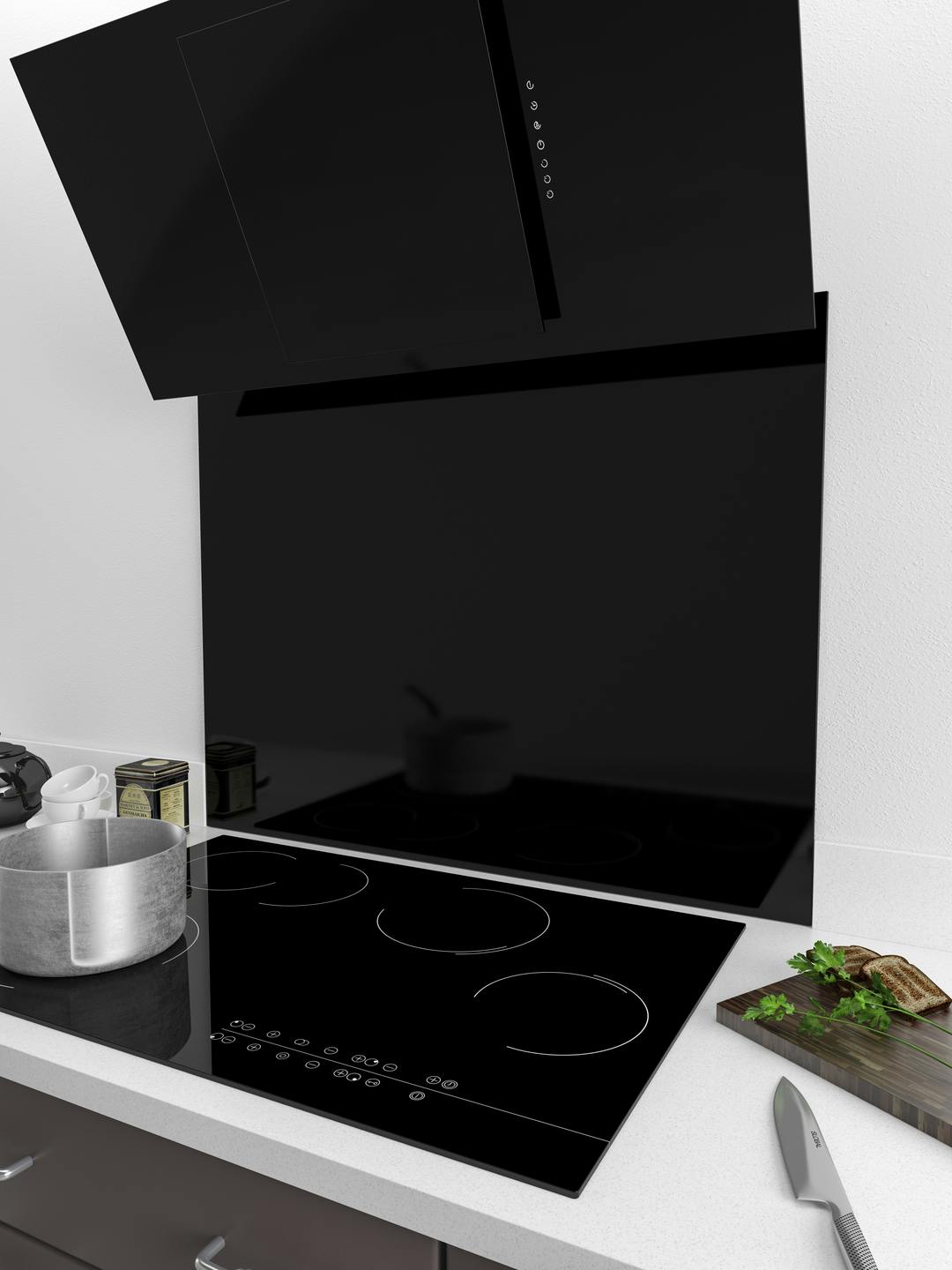 MyAppliances BSB975 90cm x 75cm Black Glass Splashback